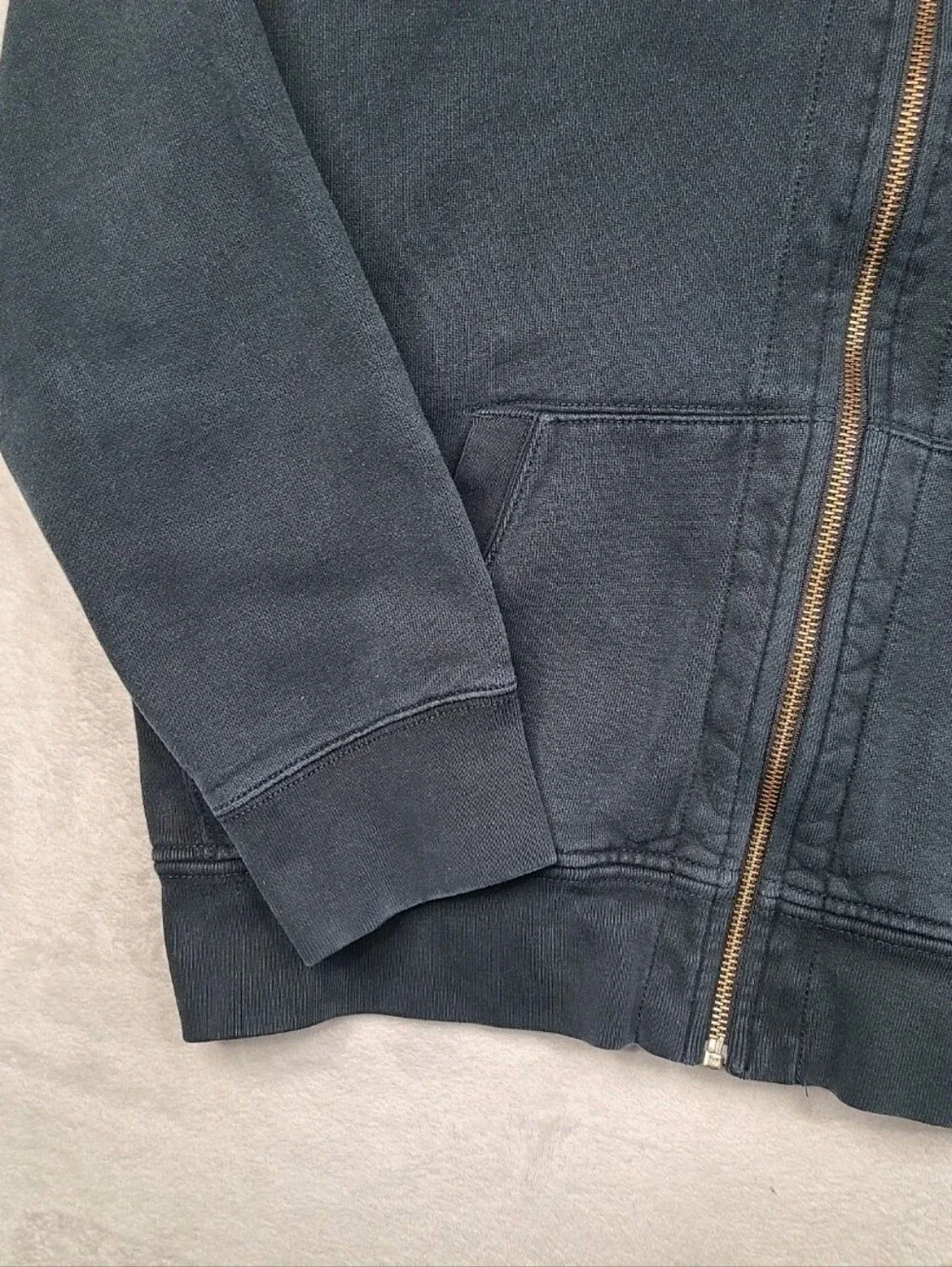 Vintage Polo Ralph Lauren Hoodie Mens 2XL Black Heavy Full Zip Thermal Fade Y2K